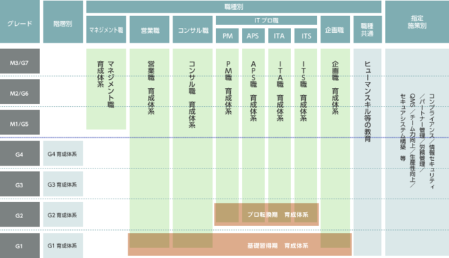 階層・職種・指定施策別に育成体系を整備