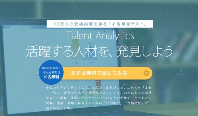 90万人の受験実績を誇る「才能発見テスト」TalentAnalytics。