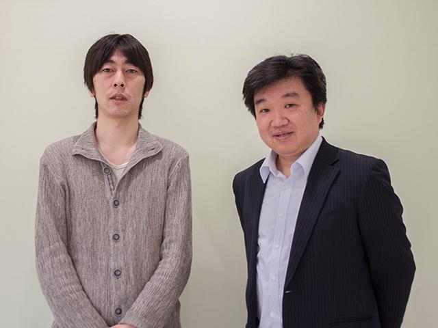 (右) ヴィジュアルコンテンツ事業部 取締役 事業部長　川北 和明氏
(左) アミューズメント事業部 取締役 事業部長　深津 存可氏