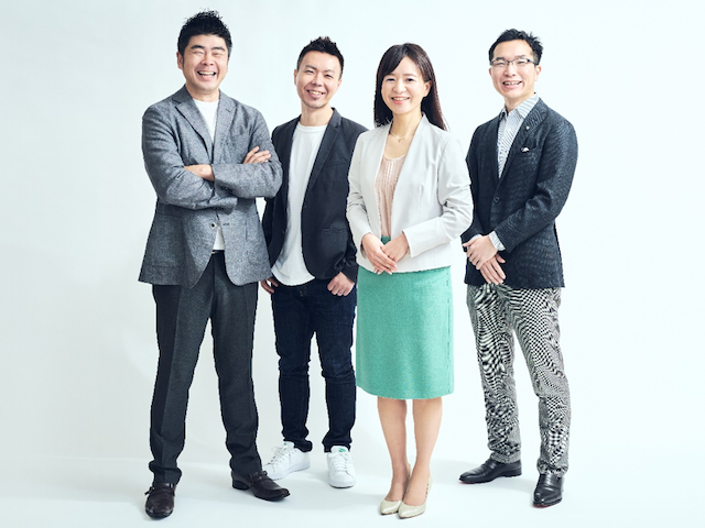 経営陣はビジネス経験豊富なメンバーばかり。
（左から順に取締役COO伊田氏、CTO吉野氏、代表取締役CEO加藤氏、取締役CFO大内氏）