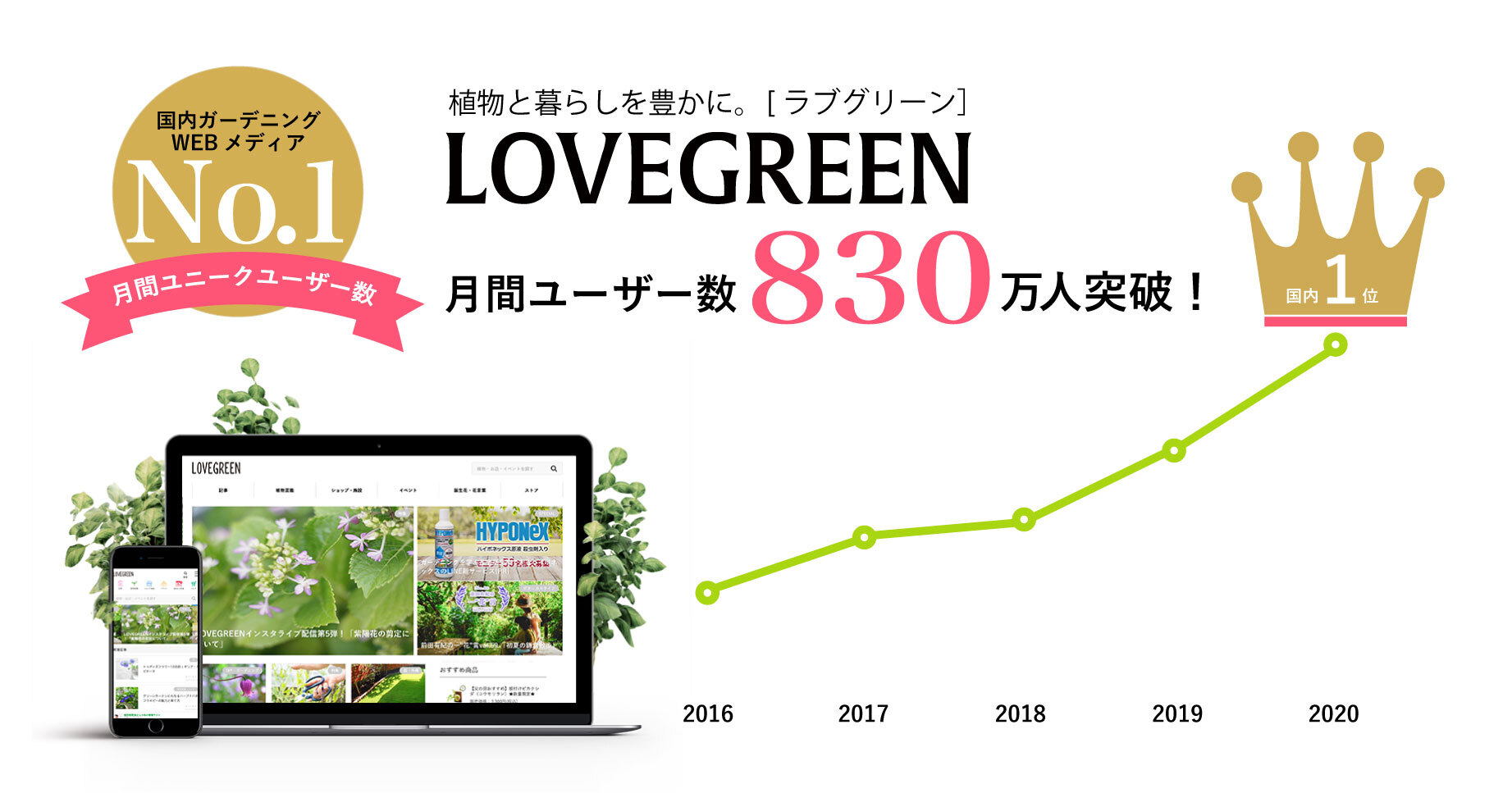 2014年に開始した『LOVEGREEN』は国内ガーデニングWebメディアNo1に。