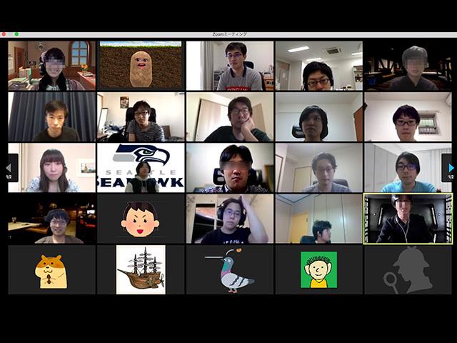 エンジニア主体で定期的に行われるLT大会・勉強会の様子も、今は完全リモート化！カメラは自由意志で切り替え可能になっていますが、この機会にとバーチャル背景で各々の趣味を主張する等、個性を発揮する社員も……。空気も真剣そのものと思いきや、爆笑の渦が巻き起こっている時も多々。。