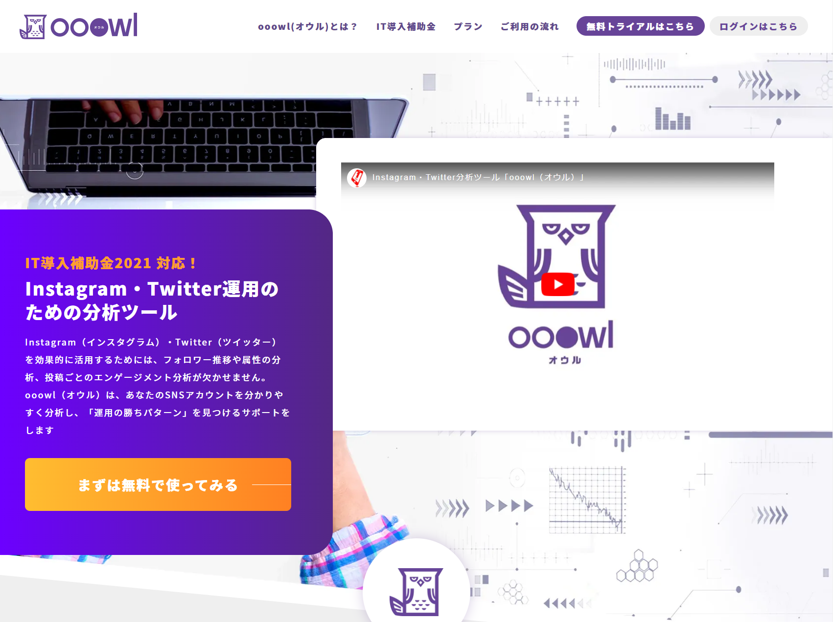 ユニークワンが開発したSNS分析ツール「ooowl（オウル）」。初心者の人でもすぐに使えることを最優先し、シンプルで使いやすい分析ツールとなっている。