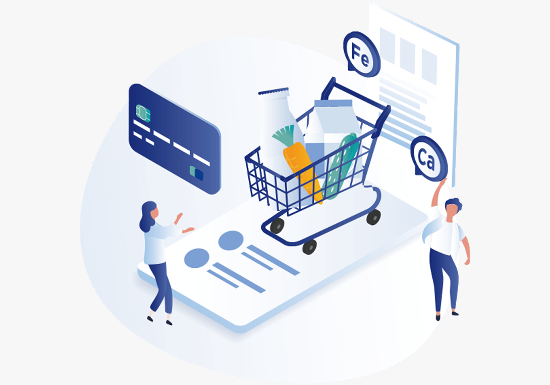 不足栄養素を補うために次回に買うべき食材や、オススメのレシピ提案など、1人ひとりに合わせた食のパーソナライズ化を図っている。