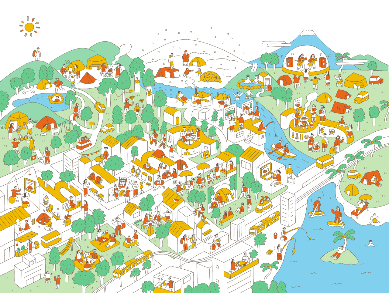 家族やパートナー、時には友人と。特別なことをしなくても、おひさまを浴びながら温かい食事を囲んで、ゆっくり流れる時間を感じることができるのが、キャンプ。そんな「非日常」があるだけで、いつもの日常が少しワクワク過ごせるのではないでしょうか。