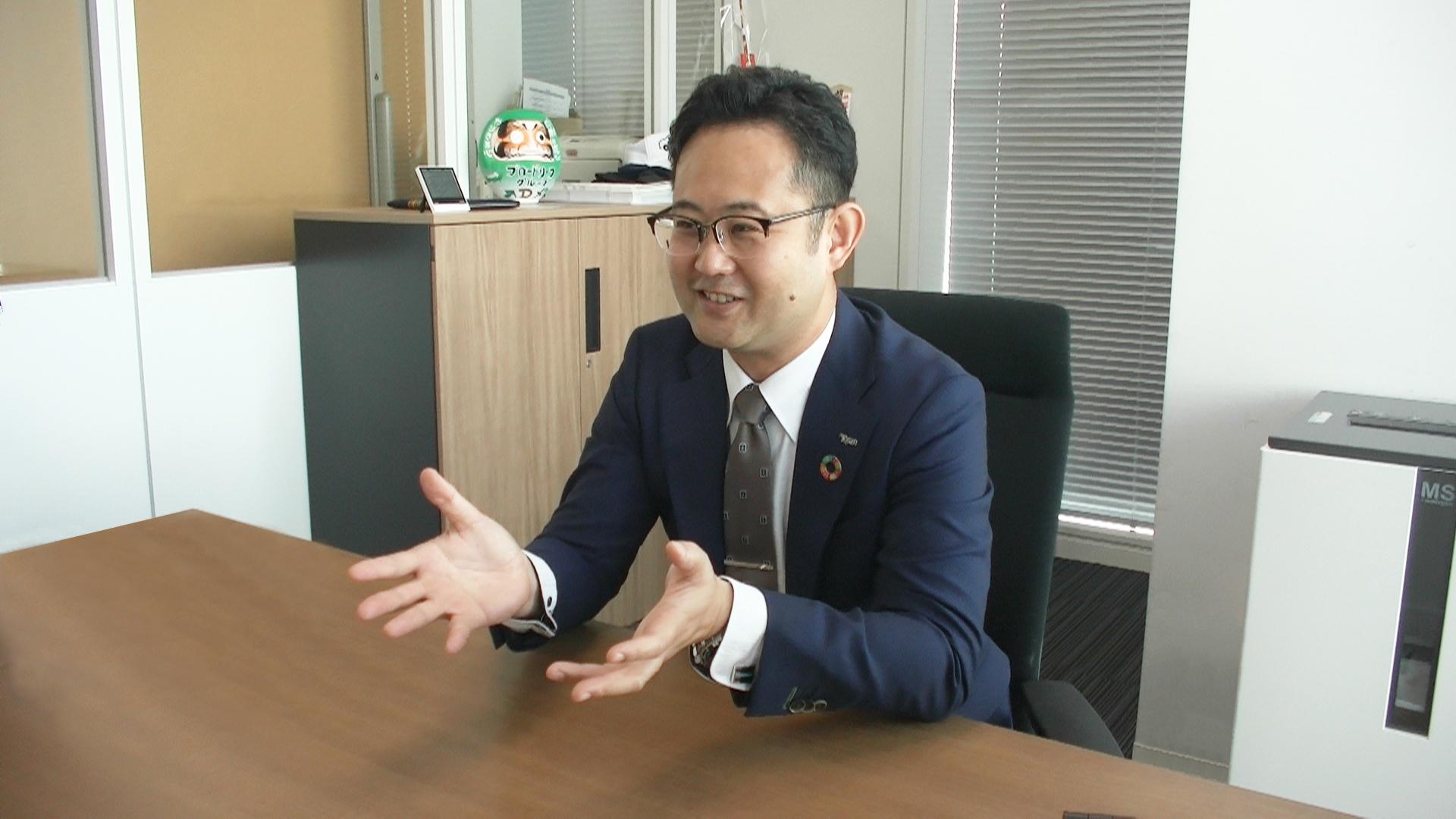 代表取締役社長　大﨑　章司氏
親会社のブロードリーフから同社の社長に就任。タジマの良さを残しつつ、互いの良さをミックスさせることで成長を実現。