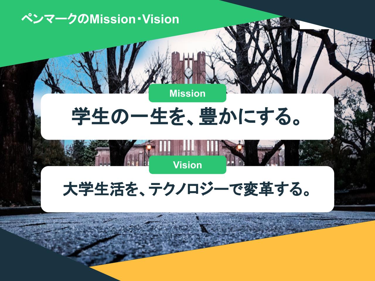 ペンマークの『Mission：実現したい姿』と『Vision：実現するための手段』