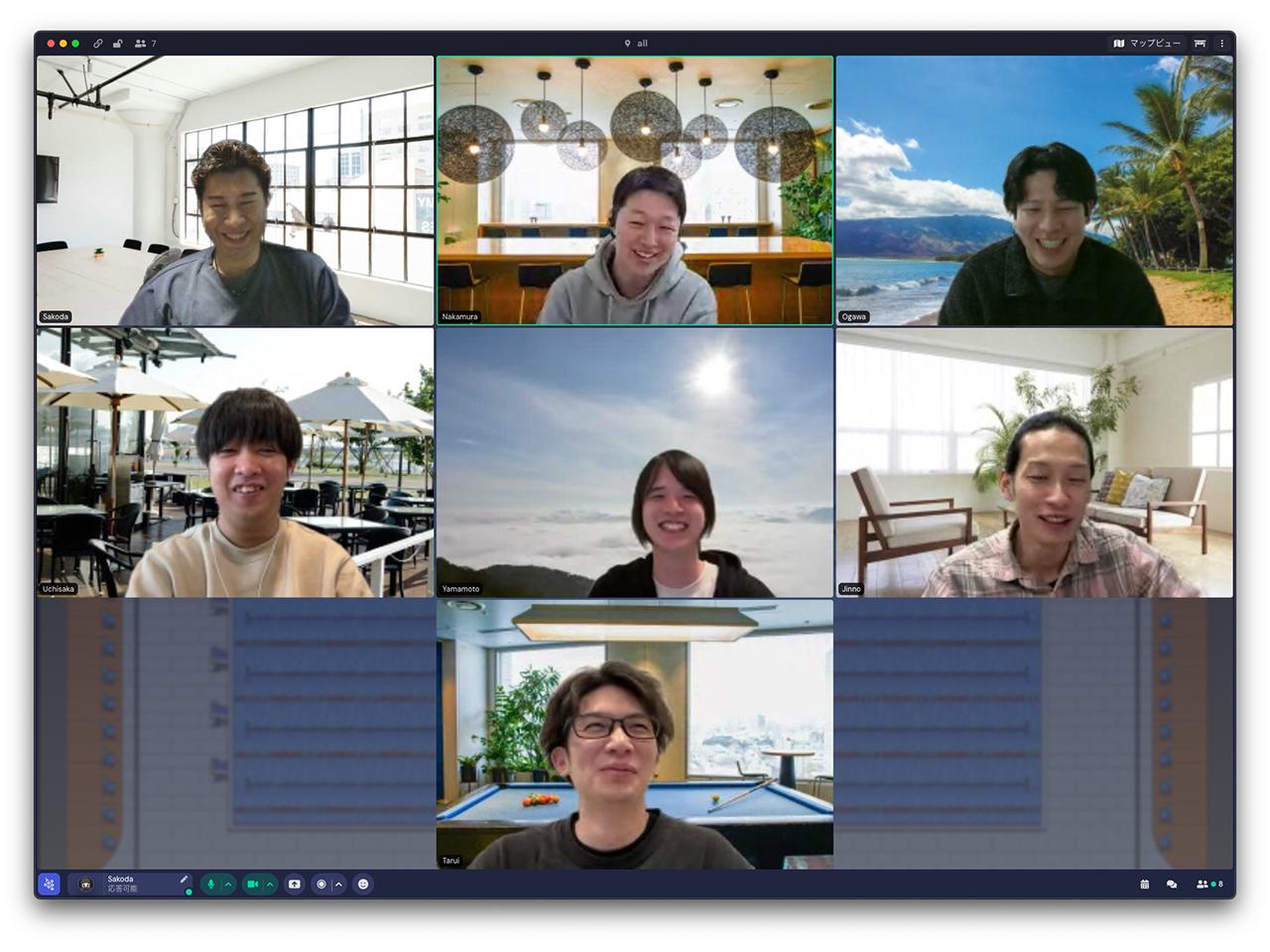 ミーティングの様子｜Gatherを利用しコミュニケーションロスが無くなるよう様々な取り組みをしています。