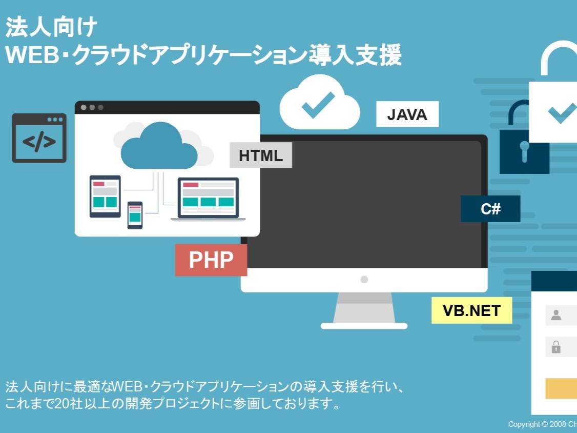 事業内容：法人向けWEB・クラウドアプリケーション導入ソリューション