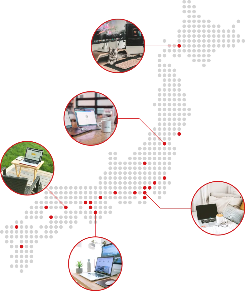 日本全国、海外から働くメンバーが完全フルリモートで勤務中