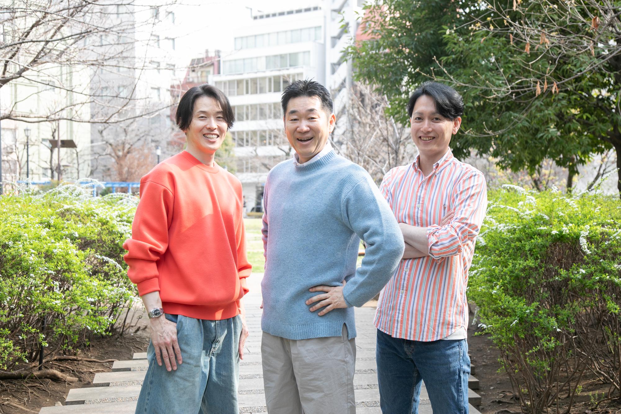 (左)COO岡﨑　中央)CEO藤井　右)CTO小原