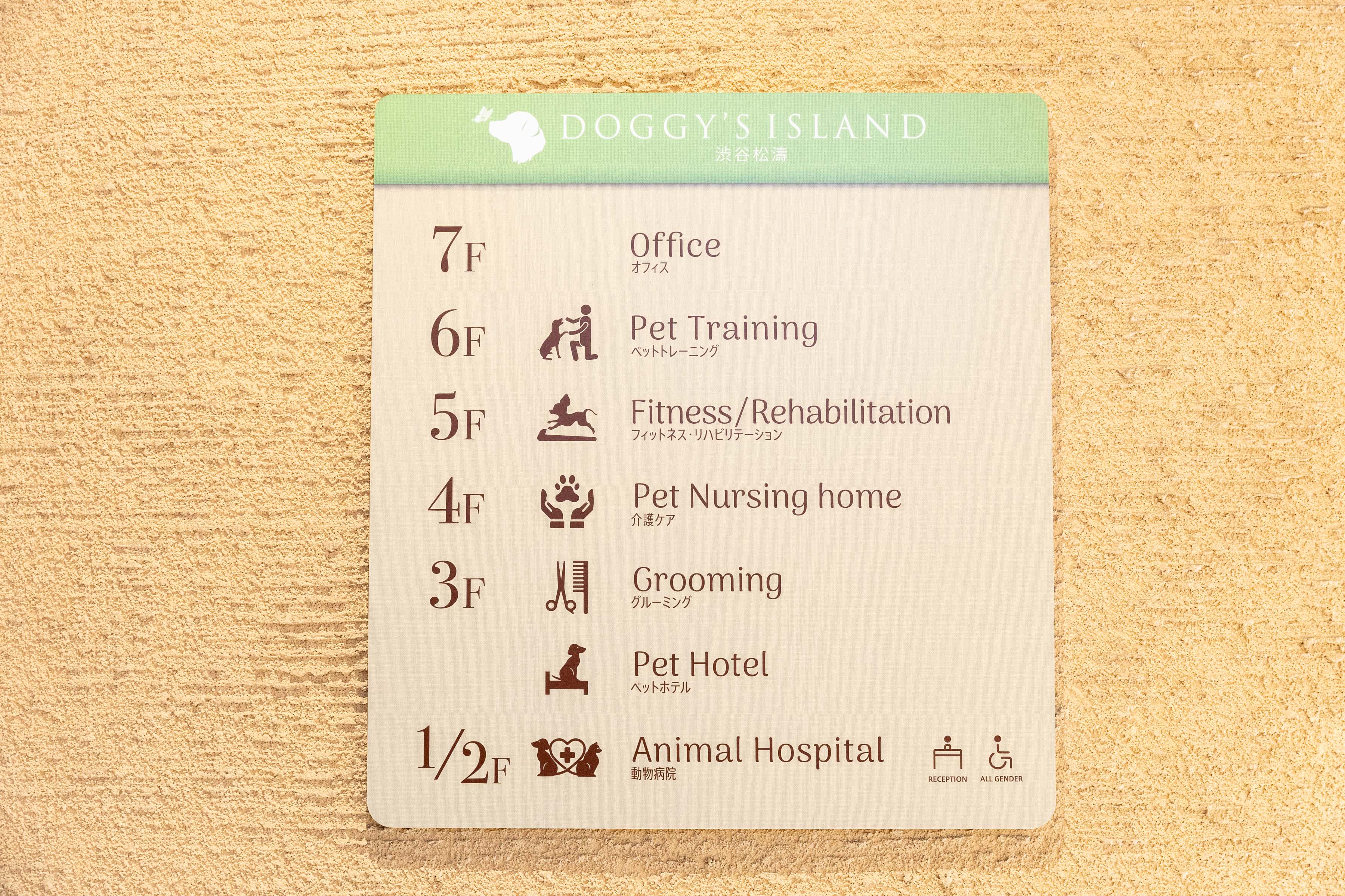 動物病院を中心にトリミング、ホテル、フィットネス、トレーニング、介護ケアに至るまでペットのライフステージ全般を一気通貫でサポートしている。