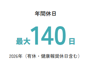 2026年の年間休日は最大140日！