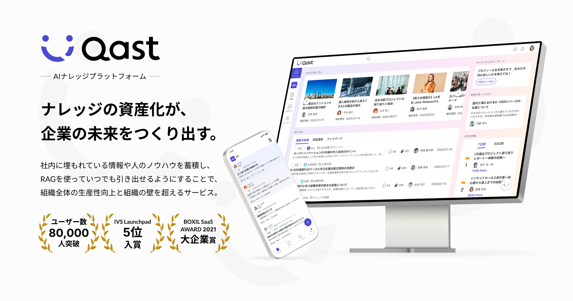 事業内容：AIナレッジプラットフォーム「Qast」